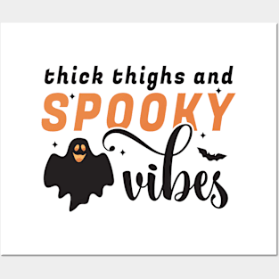 Thick Thighs And Spooky Vibes Funny Halloween Costume Women Posters and Art